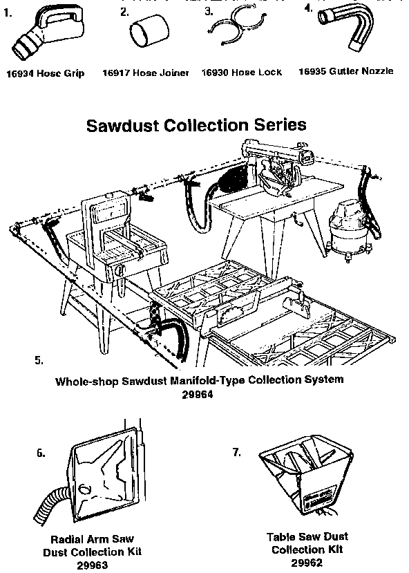 Craftsman 113177670 accessories and sawdust collection series diagram
