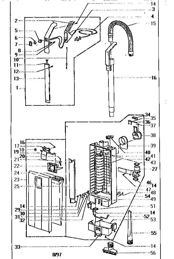 Kenmore 11931012790 filter bag housing and handle diagram