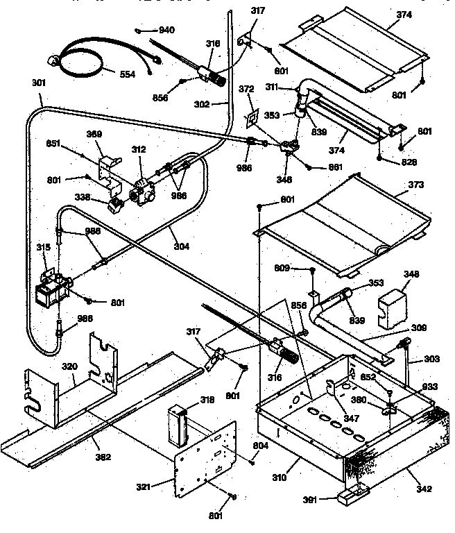 GE JGSP32GEV1BB oven burner parts diagram
