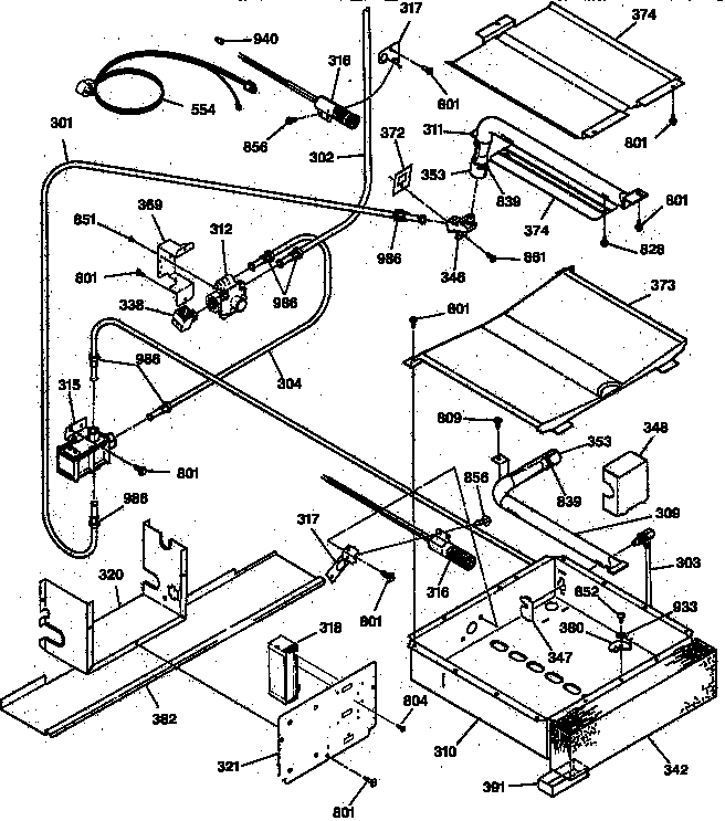 GE JGSP33WEV1WW oven burner parts diagram