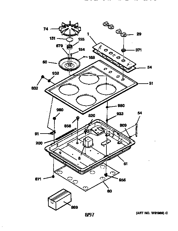 GE JGP326WEV1WW cooktop diagram