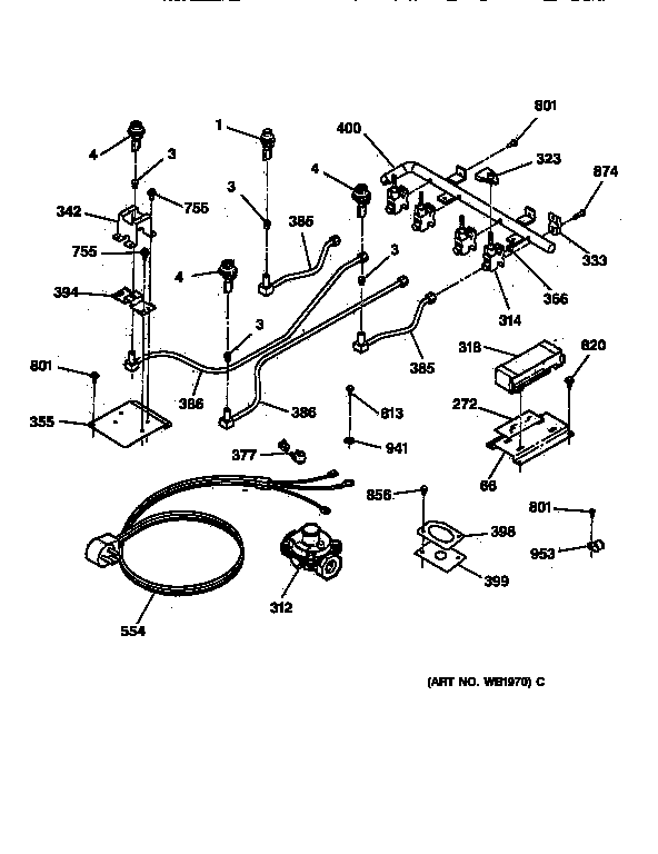 GE JGP326WEV1WW burner parts diagram