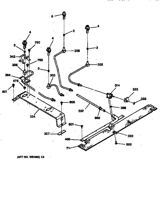 GE JGSP33WEV3WW upper burner parts diagram