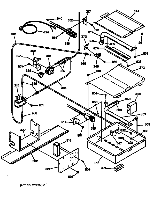 GE JGSP33WEV3WW oven burner parts diagram