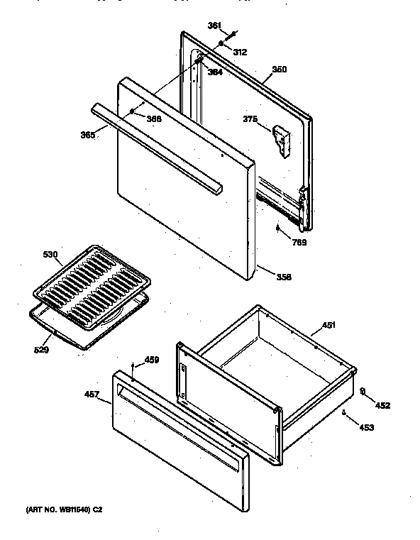GE JBS03V2 door & drawer parts diagram