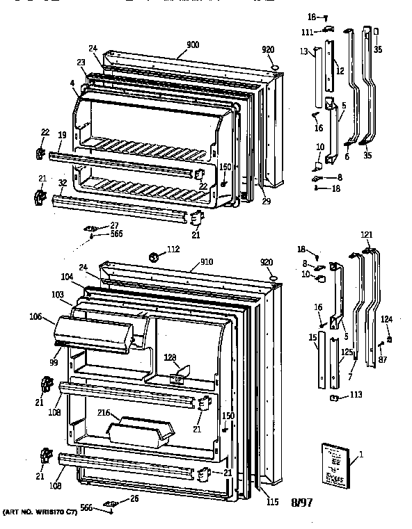 GE TBJ14JAXMRAD doors diagram