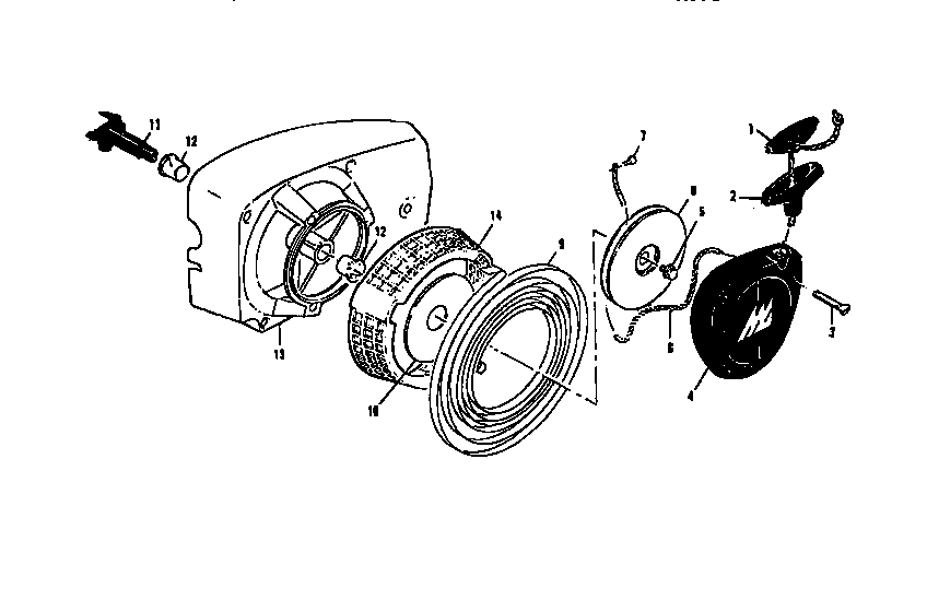 McCulloch PRO MAC 700 MODEL 600116-06 fan housing and starter assembly diagram