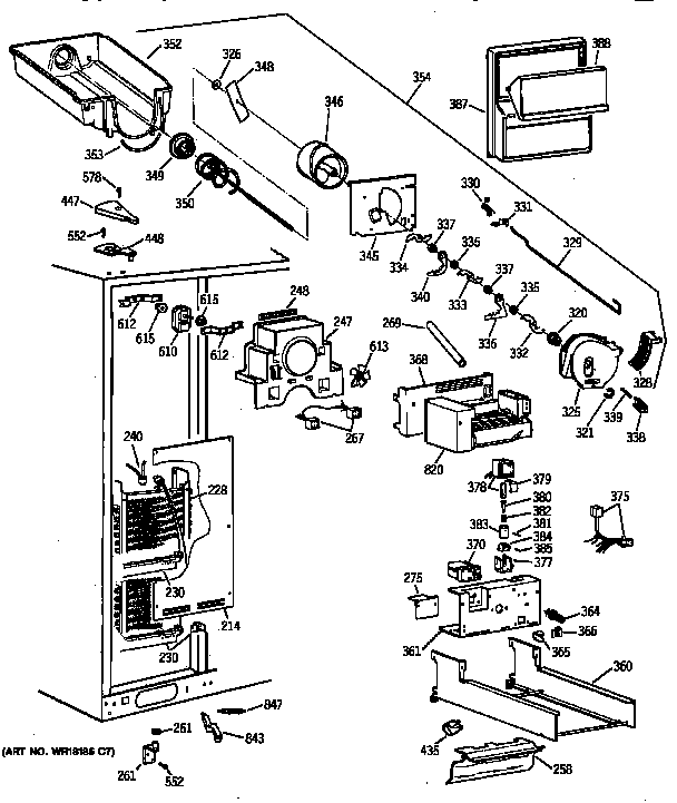 GE TPJ24PRZAWW freezer section diagram