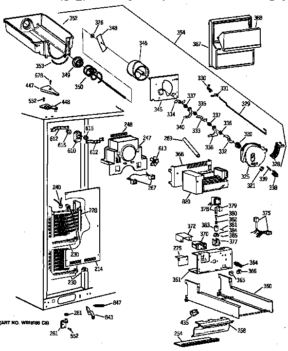 GE TPG24PRZAWW freezer section diagram