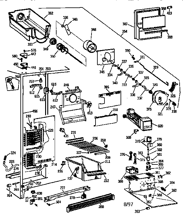 GE TFX22CRXFWW freezer section diagram