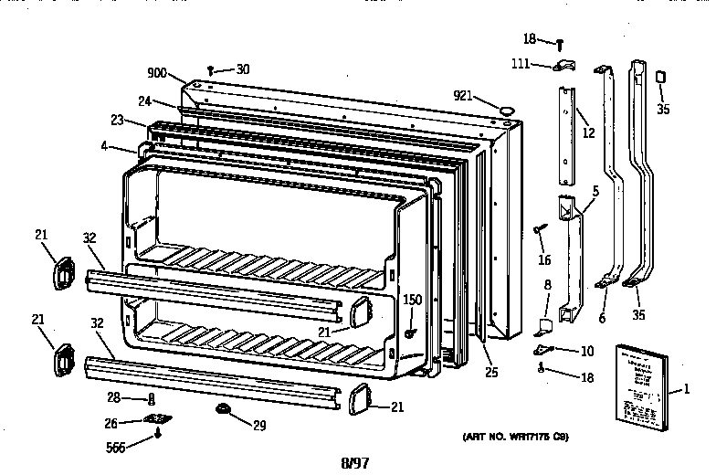 GE TBX21MAZBRAA freezer door diagram
