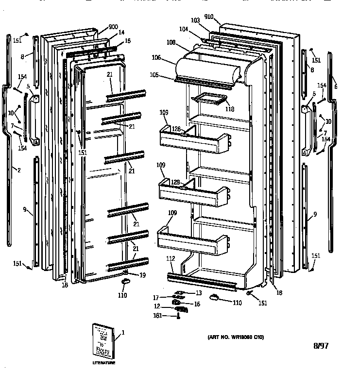 GE TFG20JAXFWW doors diagram