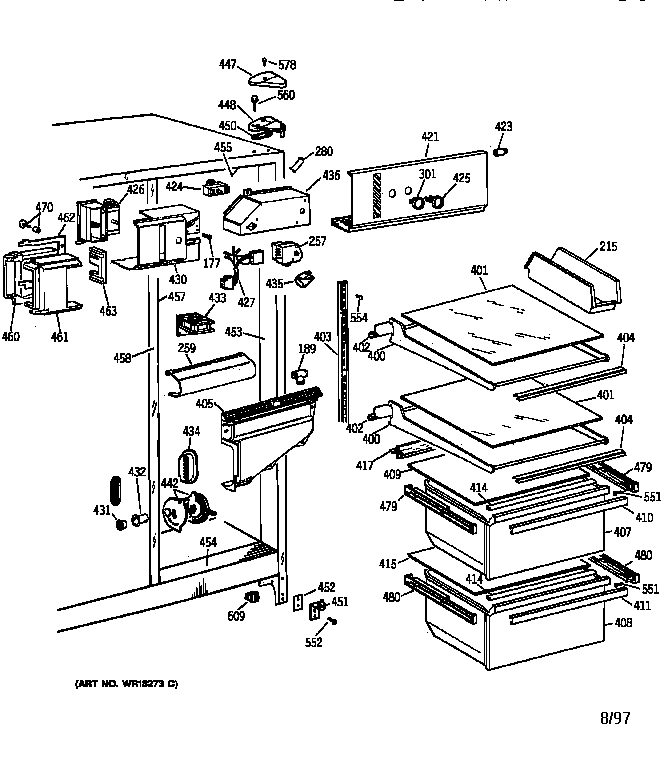GE TFG20JAXFWW fresh food section diagram
