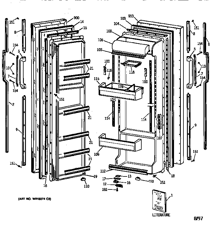 GE TFG22JAXFWW doors diagram
