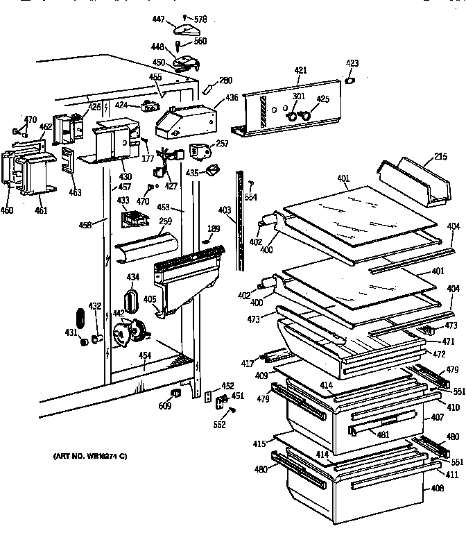 GE TFG22JAXFWW fresh food section diagram