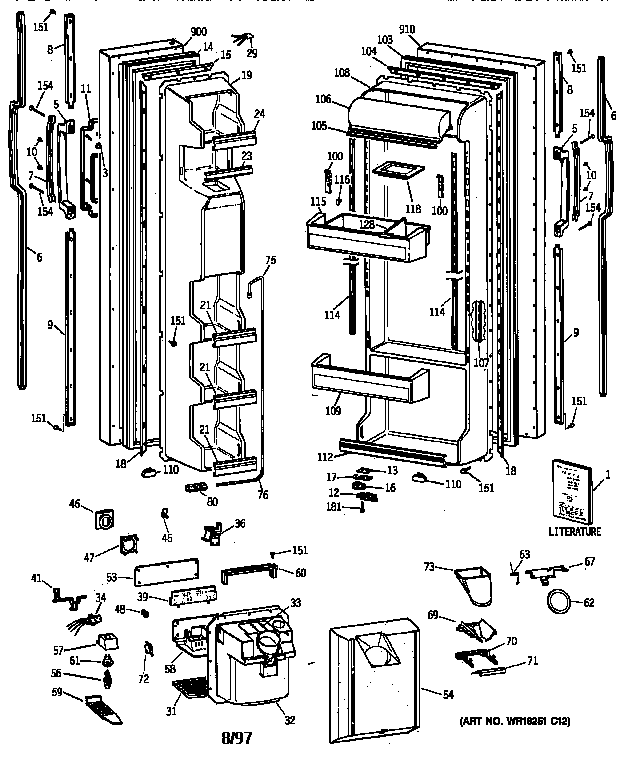 GE TFG22JRXFWW doors diagram