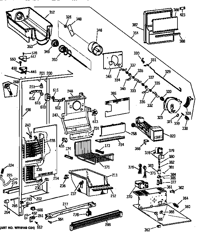 GE TFG25PEYFWH freezer section diagram