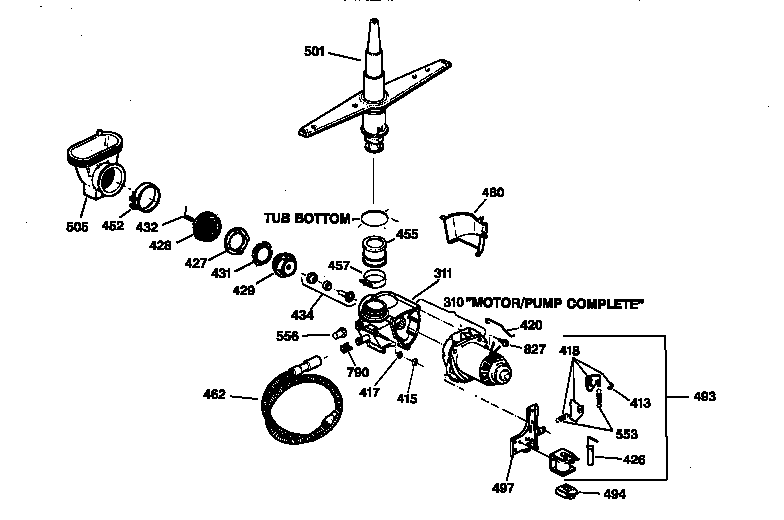 GE GSD680X-72WW motor-pump mechanism diagram