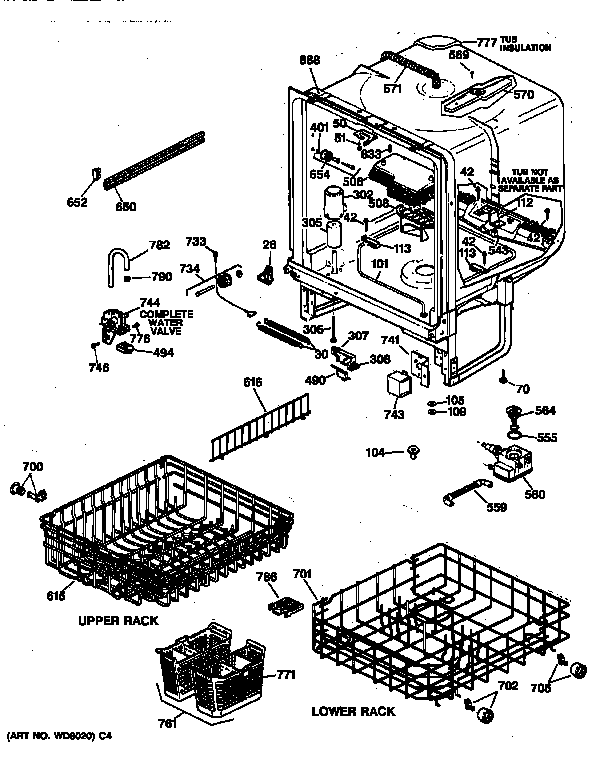 GE GSD1380X72WW body parts diagram