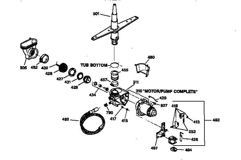 GE GSD830X-73WW motor-pump mechanism diagram
