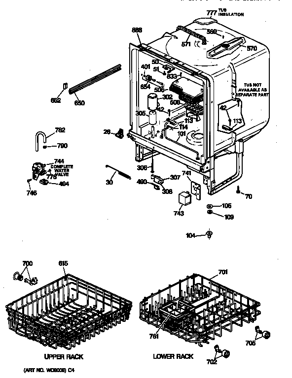 GE GSD980X-73WW body parts diagram