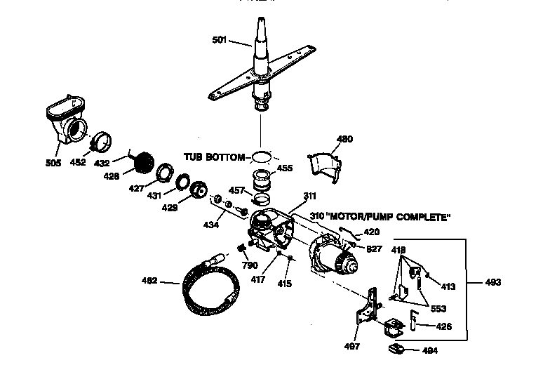 GE GSD980X-73WW motor-pump mechanism diagram