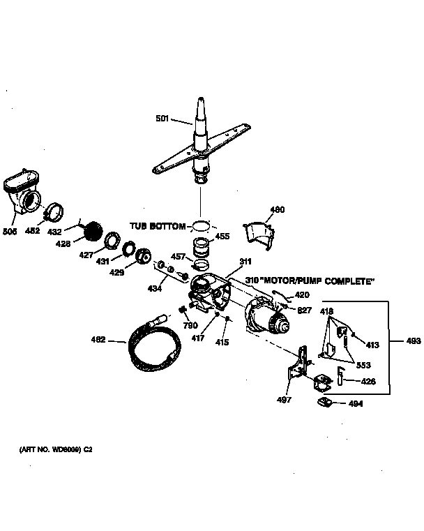 GE GSD720X-73WB motor-pump mechanism diagram