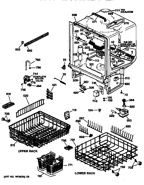 GE GSD4910X73AA body parts diagram