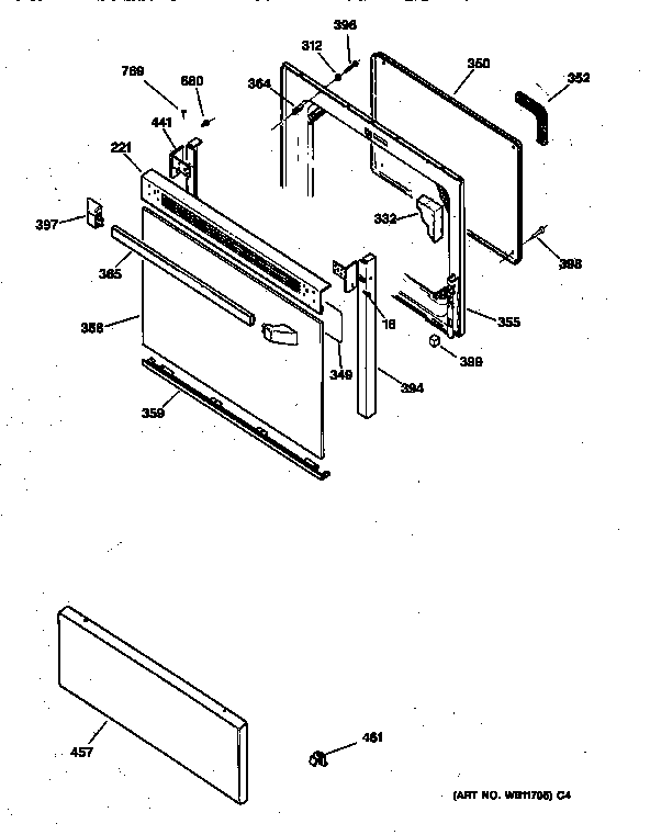 GE JBP60BY1WH door diagram