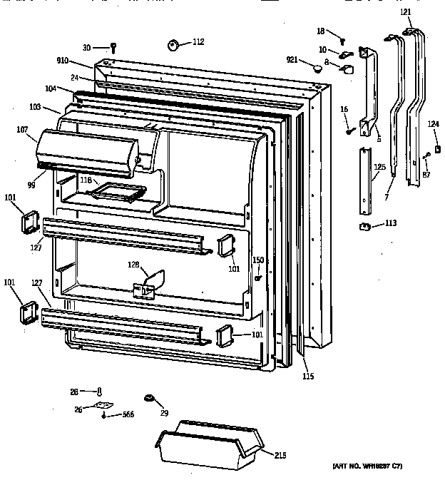 GE TBI18JIZHRWW fresh food door diagram