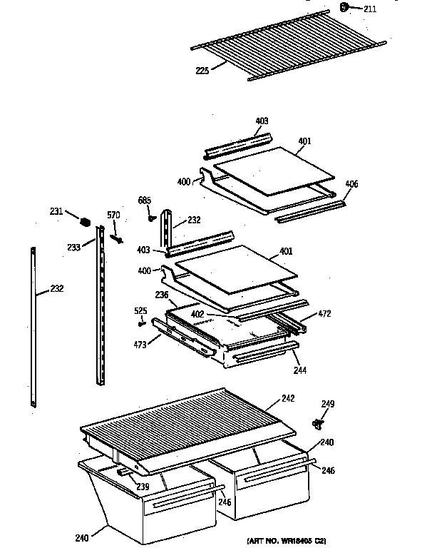 GE TBI18JIZHRWW shelf parts diagram