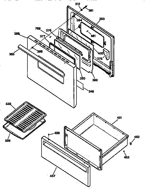 GE JBS07PIY1 door & drawer parts diagram