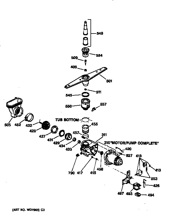 GE GSC900X06BA motor-pump mechanism diagram