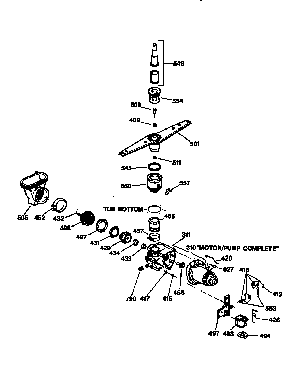 GE GSC720Y04AD motor-pump mechanism diagram