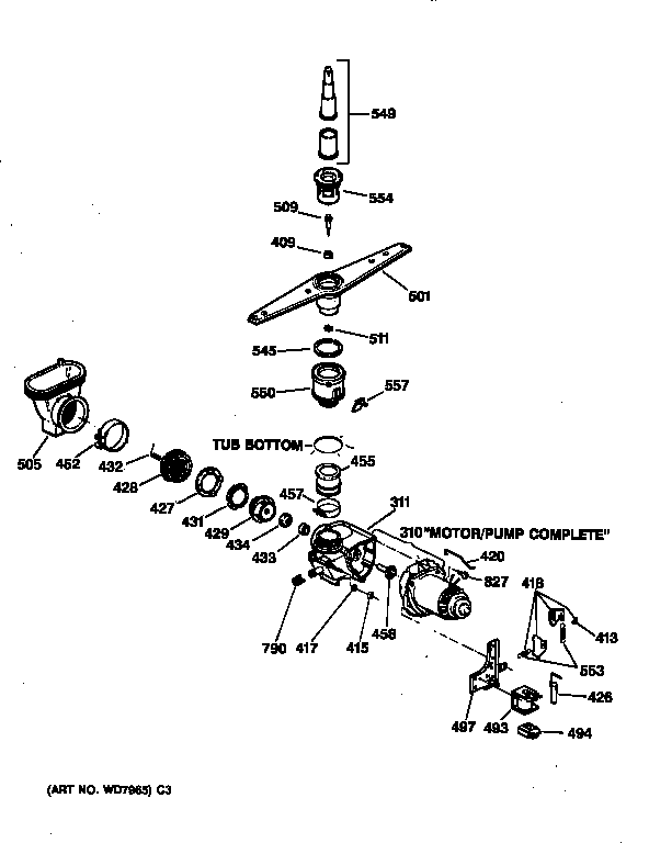GE GSC720Y04WH motor-pump mechanism diagram