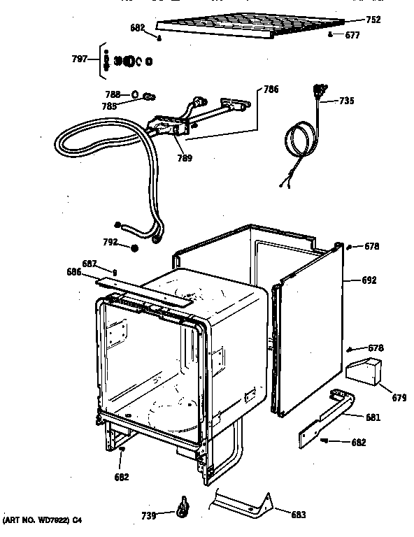 GE GSC720Y04WH cabinet diagram