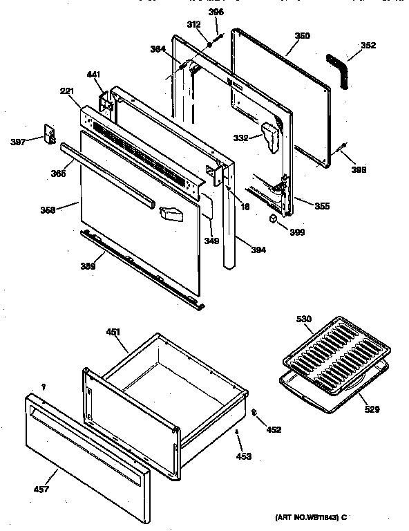 GE JBP21GS2 door & drawer parts diagram