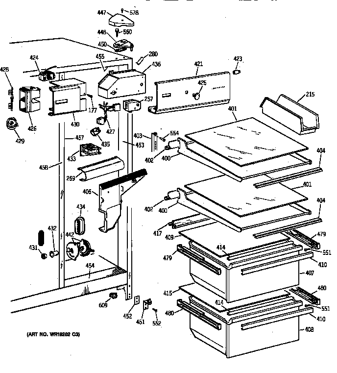 Hotpoint CST20KAXFWH fresh food section diagram