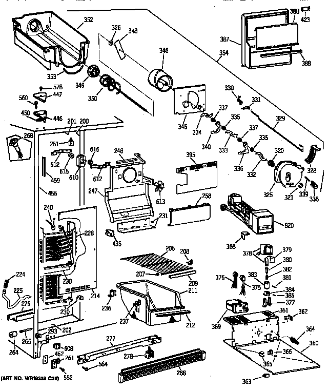 Hotpoint CST25GRZBWW freezer section diagram