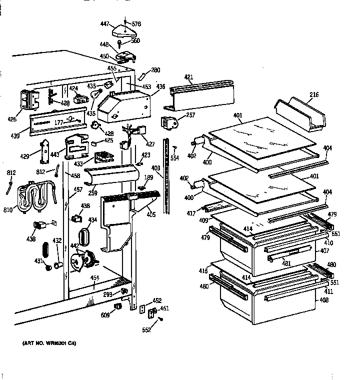 Hotpoint CST25GRZBWW fresh food section diagram