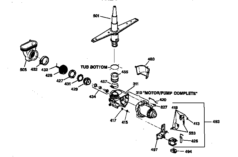 Hotpoint HDA300Y-73BA motor-pump mechanism diagram