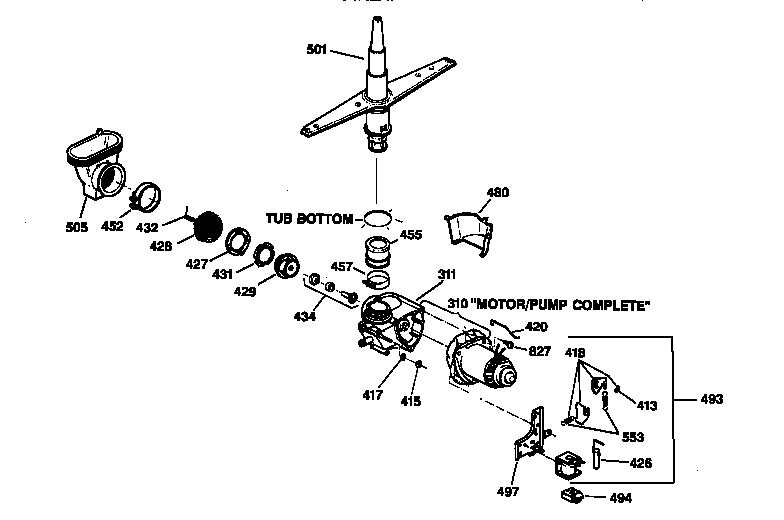 Hotpoint HDA900X-73BA motor-pump mechanism diagram