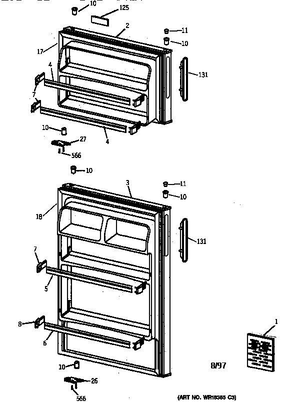GE CTX14AYZARWH doors diagram