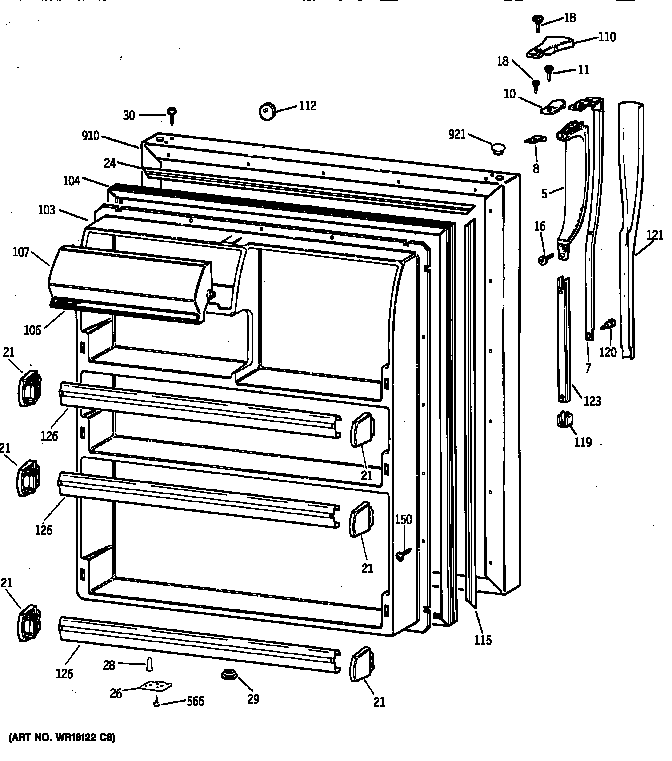 GE CTX21BIXPRWW fresh food door diagram