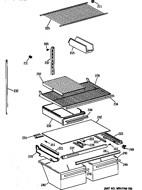 GE CTX21BIXPRWW shelf parts diagram