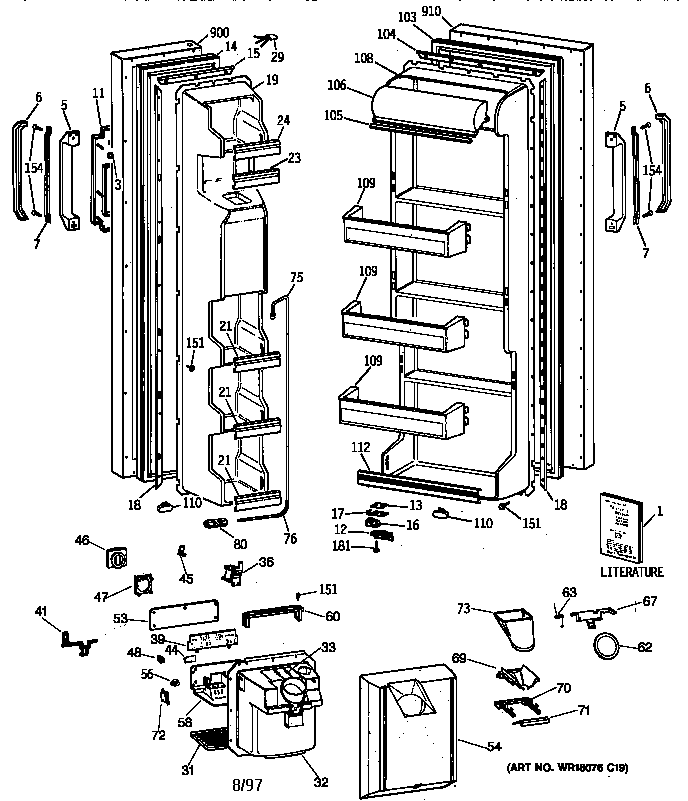 GE MRSC20KWXFWH doors diagram