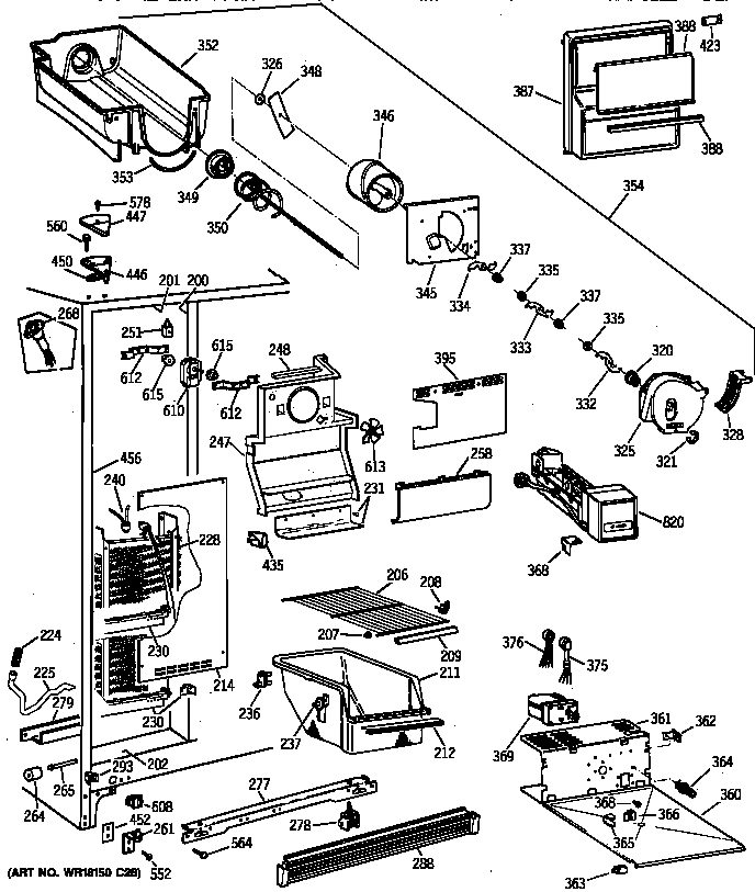 GE MRSC20KWXFWH freezer section diagram