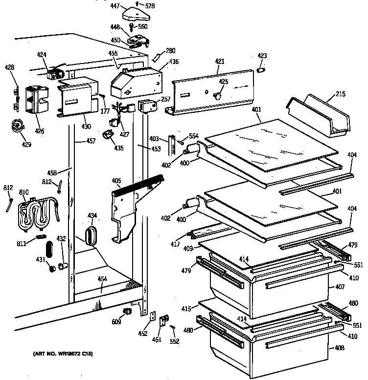 GE MRSC20KWXFWH fresh food section diagram