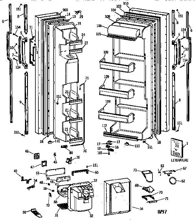 GE MSG20GWZBWH doors diagram