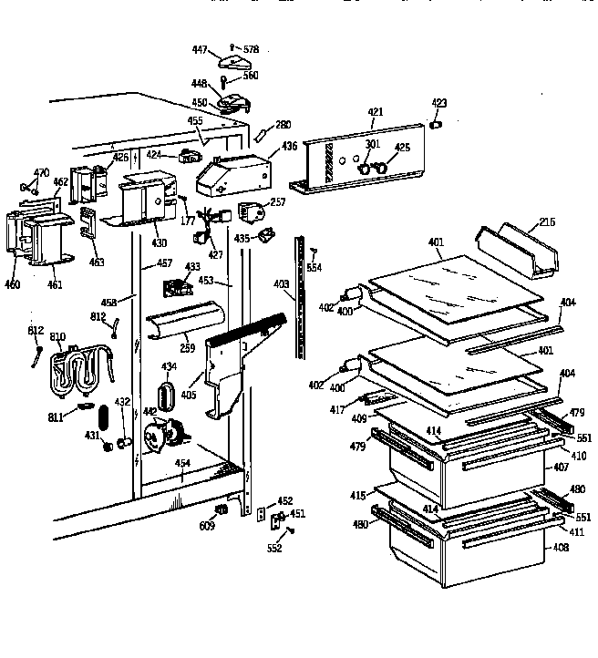 GE MSG20GWZBWH fresh food section diagram